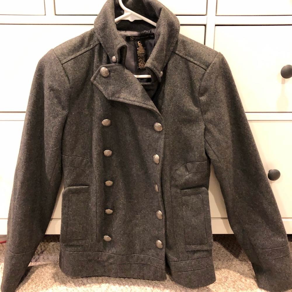 Short gray peacoat